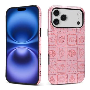 Imagem de Flivro Capa para iPhone 17 Pro Max, capa rígida de policarbonato e amortecedor interno de silicone, antiarranhões, à prova de impacto, design fino, conchas do mar, verão