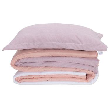 Imagem de Kit Edredom Solteiro Dupla Face Colorful Linho E Hipercal 400 Fios 5 Peças - Rosa