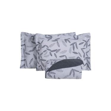 Imagem de Cobre Leito 3 Peças Queen Percal 200 Fios Colori 100% Poliéster - Cinza