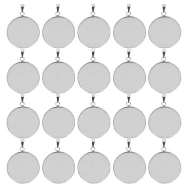 Imagem de 20 peças, bandejas, pingentes, cabochão redondo, configurações, biséis, base em branco, berloques, kit de berloques para foto, colar, pulseira, fabricação de joias (prata 25 mm)