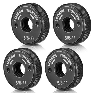Imagem de Otoolling 4 peças porca de flange de rebarbadora de rosca 5/8-11 sem necessidade de chave inglesa, porca de bloqueio de liberação para rebarbadora com eixo rosqueado 5/8-11