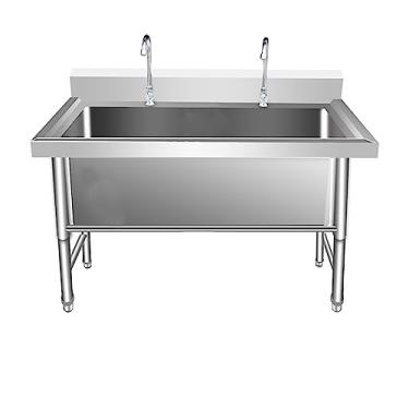 Imagem de TRGCJGH Pia utilitária de aço inoxidável, pia de garagem industrial para restaurante, oficina, pias independentes para lavanderia (120 x 60 x 80 cm/47,2 x 23,6 x 31,4 polegadas, profundidade: 40 cm