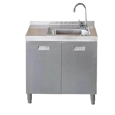 Imagem de TRGCJGH Pia utilitária com armário de penteadeira, lavatório de aço inoxidável para garagem, porão, loja e lavanderia (80 x 55 x 84,5 cm/31,4 x 21,6 x 33,5 cm, dreno esquerdo)