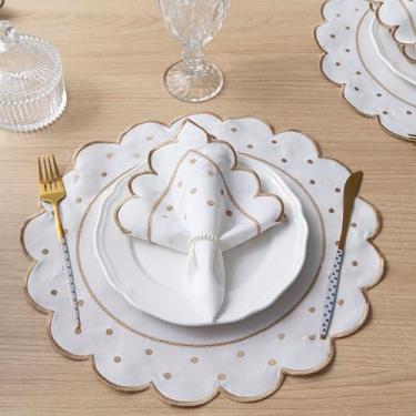 Imagem de Kit 12 Pçs 6 Lugares Mesa Posta Sousplat Jogo Americano Poá