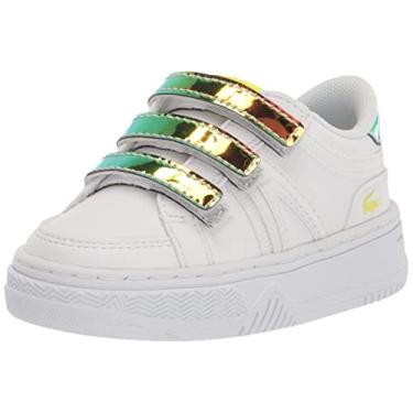 Imagem de Lacoste Tênis infantil unissex L001, Espargos/branco, 11 Little Kid