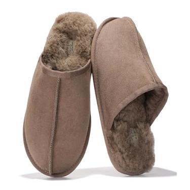 Imagem de Project Cloud Pantufa masculina de couro de carneiro genuína – Pantufa de espuma viscoelástica e antiderrapante confortável para outono (Colin), Cinzento-acastan, 42
