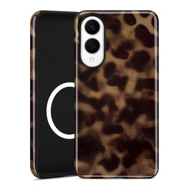 Imagem de Aitipy Capa de telefone magnética de tartaruga para Samsung Galaxy S25 Edge, compatível com MagSafe, linda estampa de leopardo estética TPU macio e policarbonato rígido à prova de choque capa