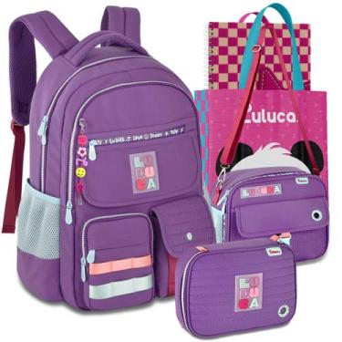 Imagem de Kit Mochila Lancheira Estojo Luluca Escolar Meninas Notebook Resistent