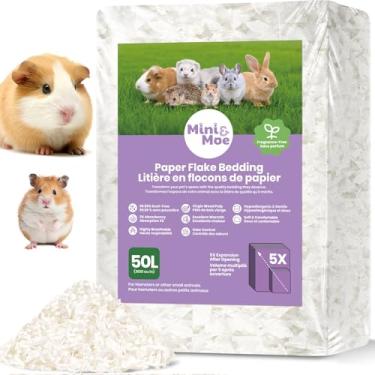 Imagem de mini&moe Roupa de cama para hamster: livre de poeira e controle de odor absorvente de umidade papel natural roupa de cama para animais de estimação pequenos - para porquinhos-da-índia, hamsters e