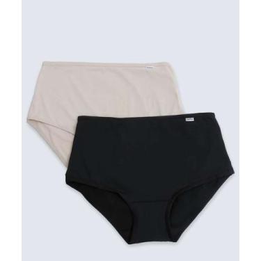 Imagem de Kit 2 Calcinhas Cintura Alta DelRio-31133, M, Preto, Bege