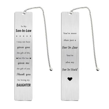 Imagem de Fetiger Marcador de livro de aniversário de aniversário de genro da sogra para o dia de casamento do meu genro para homens