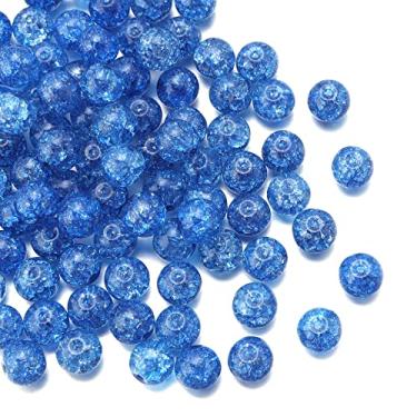 Imagem de Hiswan 100 peças contas de crackle vidro lampwork miçangas 6 mm feito à mão redondas espaçadoras soltas para artesanato pulseiras colares fabricação de joias