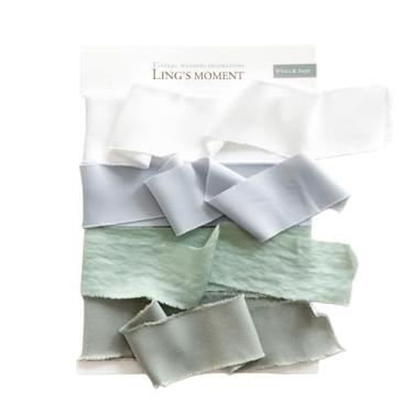 Imagem de Ling's moment Fita de cetim verde sálvia, fita de seda artesanal de 1,6 m, fita de tecido para embrulho de casamento, buquês florais, decoração de festa, fitas para chá de bebê, decoração de férias