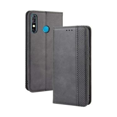 Imagem de Capa flip de couro para Infinix Hot 8 X650,Flip magnético retro,Caso de telefone de couro PU,Design de carteira com 3 slots de cartão e 1 clipe de dinheiro -Black