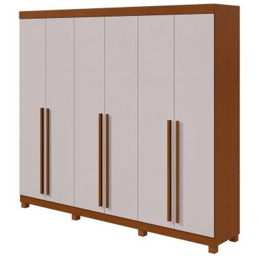 Imagem de Guarda-roupas Casal Bertha 6 Portas 6 Gavetas Sem Espelho Com Pés Frassino Off White
