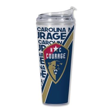 Imagem de Rico Industries Copo de acrílico NWSL North Carolina Courage de 680 g com tampa articulada, copo de parede dupla oficialmente licenciado com canudo