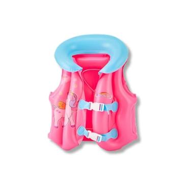 Imagem de Colete Inflável Infantil Rosa de Unicórnio para Piscina e Praia – Flutuação Segura e Confortável para Crianças