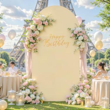 Imagem de Capa de fundo de arco de casamento champanhe para decoração de festa de aniversário, decoração de banquete, 18 m