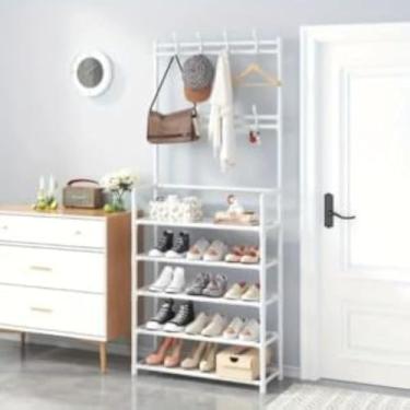 Imagem de Prateleira vertical, armazenamento domestico para sapatos e roupas, eficiente e moderna, funcional.