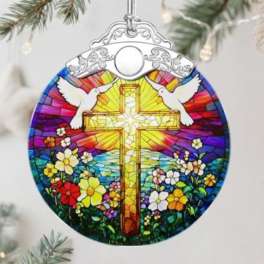 Imagem de Enfeite de cruz católica, enfeite de Natal cristão, enfeite de árvore de Natal, decoração de casa religiosa, presentes cristãos para ela, presentes religiosos, troca de presente, ideia de presente