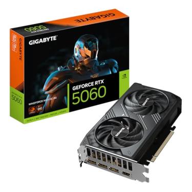 Imagem de Gigabyte GeForce RTX 5060 WINDFORCE MAX OC 8G Placa gráfica, 8 GB GDDR7, 128 bits, PCI-E 5.0, 2512 MHz frequência do núcleo, 3 x DisplayPort, 1 x HDMI, NVIDIA DLSS 4, G, G, G, G, G, G, G, G, G, G, G