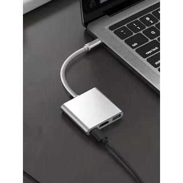 Imagem de Cabo adaptador multiportas USB C para HDMI com porta de carregamento, hub USB C, adaptador tipo C para USB com HDMI 4K, USB3.0, entrega de energia de 100 W, suporta transferência de dados de alta