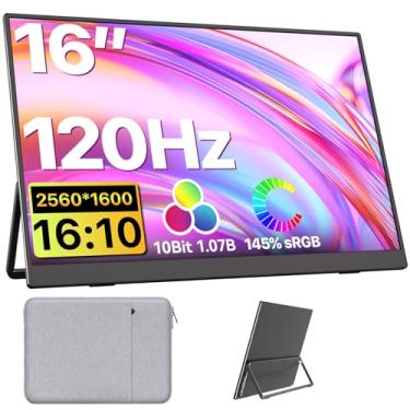 Imagem de Upperizon Monitor De Jogos Portátil 16 Polegadas Qhd 2.5K 2560X1600 16:10 100 Hz 100% Srgb 10 Bits Monitor De Viagem Para Macbook, Laptop, Pc, Surface, Console De Jogos, Compatível Com Vesa, Com Sup