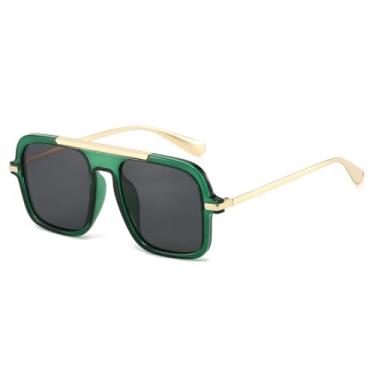 Imagem de HCHES Óculos de Sol Retrô com Degradê, Armação de Luxo com Estampa de Leopardo, Versátil, Proteção UV400 (verde e preto)