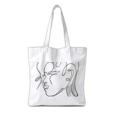 Imagem de Kit 10 Sacola Ecologica Charmosa e Reutilizável 38x41,5cm Com Estampa Rosto Feminino Afro