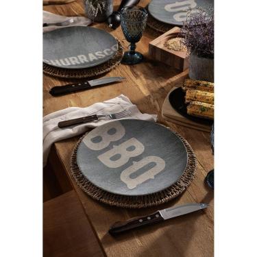 Imagem de Kit Prato Raso Tramontina Churrasco Stone Em Porcelana 28 Cm 06 Peças