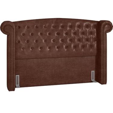 Imagem de Cabeceira Cama Box Casal King 195 cm P05 Sofia Corino Marrom - Lyam Decor