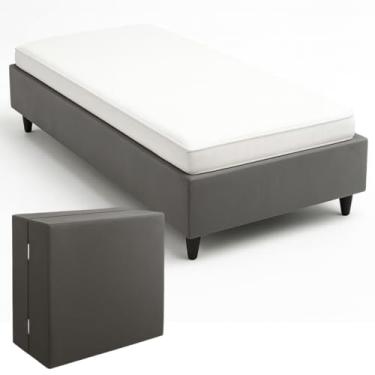 Imagem de Base Cama Box Dobravel 150x70 Compacta Fácil Montagem Ideal Para Ambientes Pequenos Cor Cinza