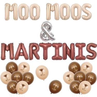 Imagem de Funmemoir Decorações de festa de café Martini – Balões de alumínio Moo Moos e Martinis com 14 peças de balões de látex, conjunto de balões para decorações de despedida de solteira de aniversário