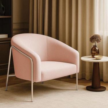 Imagem de Poltrona Sala Industrial Alta Champanhe Stella Bouclê D03 - D'rossi Co