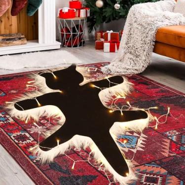 Imagem de Tapetes iluminados para gatos fritos, tapete divertido de Natal com cordão de luzes, gato frito da tia Bethany das férias de Natal da National Lampoon, tapete de decoração de Natal (luz quente)