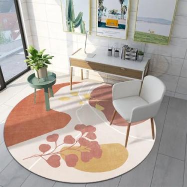 Imagem de Tapete redondo para decoração de sala de estar, lavável, para sala de estar, tapete grande para cabeceira, quarto, tapete decorativo para casa, tapete 3D para chão (200x200cm/8)