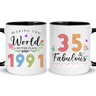Imagem de Choinn 1991 Presentes de aniversário de 35 anos para mulheres e homens, presente de aniversário de 35 anos, caneca de café para mãe, pai, avó, vovô, ideias de presentes de aniversário de 35 anos, Dia