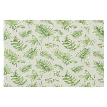 Imagem de Wassud Tapete de porta de folha de palmeira verde 61 x 89 cm, tapete de área lavável antiderrapante com suporte de borracha, tapete macio e macio para sala de estar, quarto, entrada, entrada