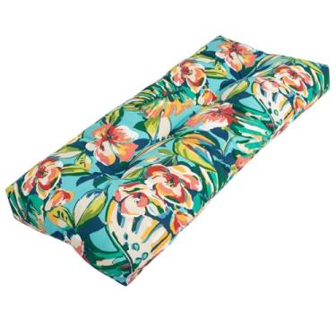 Imagem de Almofada de banco para ambientes internos e externos, 114 x 45 cm, antiderrapante e resistente à água, almofada de sofá tufada para móveis de jardim e pátio, balanço, sofá, janela, vime, varanda