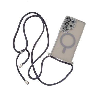 Imagem de Cordão ajustável com cordão para carregamento sem fio e capa protetora de lente para Samsung S25 S23 S24 Ultra S22 Plus, cinza, para S24