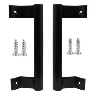 Imagem de Murtenze Pacote com 2 maçanetas deslizantes de alumínio, substituição de puxador de porta de vidro de 20 cm, orifícios de montagem de 16 cm para portas de pátio, alça antiga ou danificada (preto)