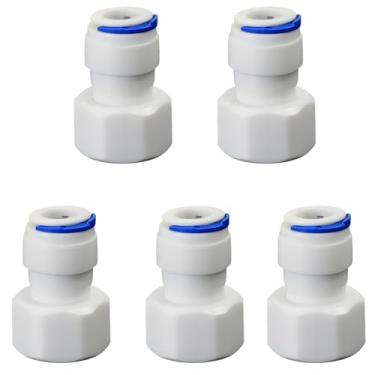 Imagem de Rosca fêmea de 1/5.1 cm para tubo de 3/20.3 cm adaptador de conexão rápida, encaixe de tubo de plástico push-fit para sistemas de filtro de água de osmose reversa RO, dispensadores de bebidas