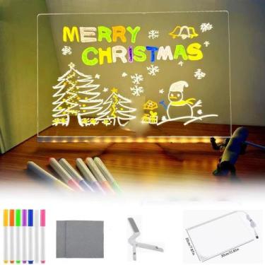 Imagem de Quadro de Desenho LED Acrílico Brilhante USB Reutilizável com Caneta -
