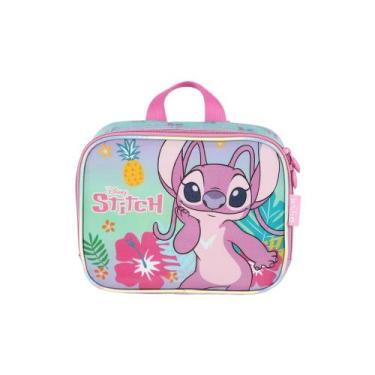 Imagem de Lancheira Escolar Infantil Stitch e Angel Tropical Glitter Original Lu