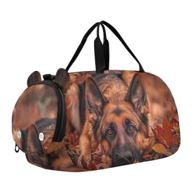 Imagem de Dragon Clouds Bolsa de viagem arco-íris para meninas, bolsa de viagem noturna, bolsa esportiva de fim de semana para crianças, Lindo cão pastor alemão, Clássico