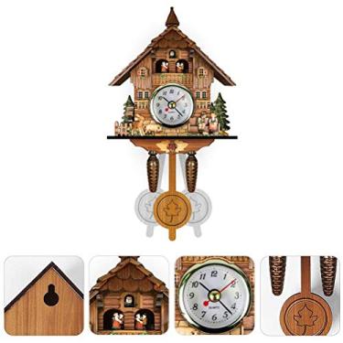 Imagem de RELÓGIO DE PAREDE DE MADEIRA ANTIGO CUCKOO BIRDHOUSE AUTO SWING SINO PÊNDULO DECORAÇÃO DE CASA ESTILO EUROPEU TRADICIONAL (CM010)