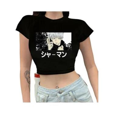 Imagem de Camiseta Gráfica Crop Top De Manga Jujutsu Kaisen Com Estampa De Gojo 