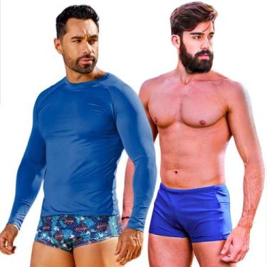 Imagem de Kit Camisa Térmica Com Sunga Boxer Zíper Lateral e Bolso Proteção Térm