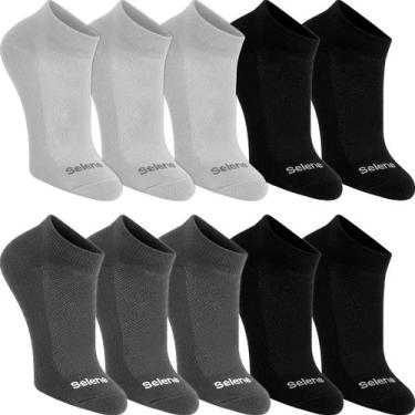 Imagem de Kit 10 Pares Meias Selene Cano Curto Algodão Masculino Feminina Meia B