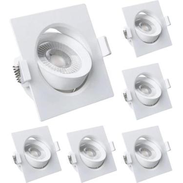 Imagem de Kit 6 Spot Led Quadrado Direcional 3W Branco Frio 6500k Bivolt - Luz F